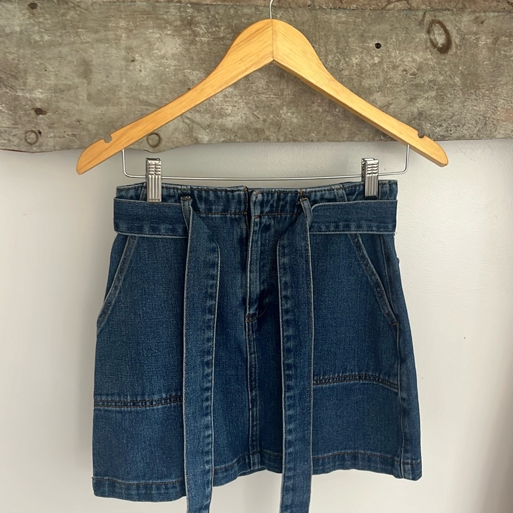 Denim skirt + belt